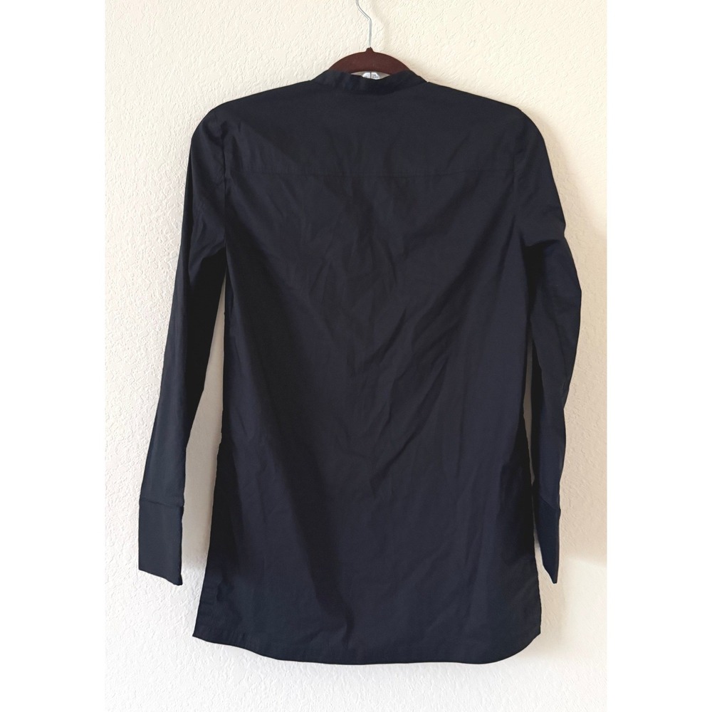 Helmut Lang Guild Shirting Black V-Neck Long Sleeve Button Down Top Size XSP - Picture 3 of 9